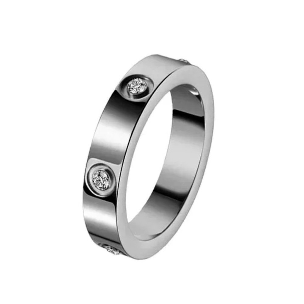 Beautiful Homage " Love Ring " 18k White Gold & 6 Diamonds